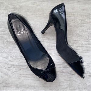 Stuart Weitzman Black Peep Toe Bow Heel
